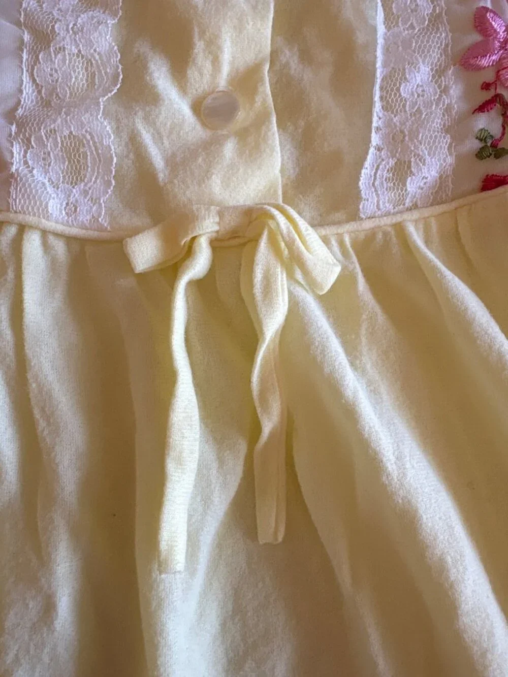 Vintage 1960 JCPenney Yellow Nightgown Lace Trim Long Sleeves Size Medium Girls